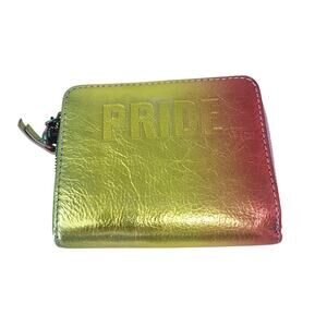 NEW HOBO International Rainbow Metallic Pride Wallet Zip Leather Shiny